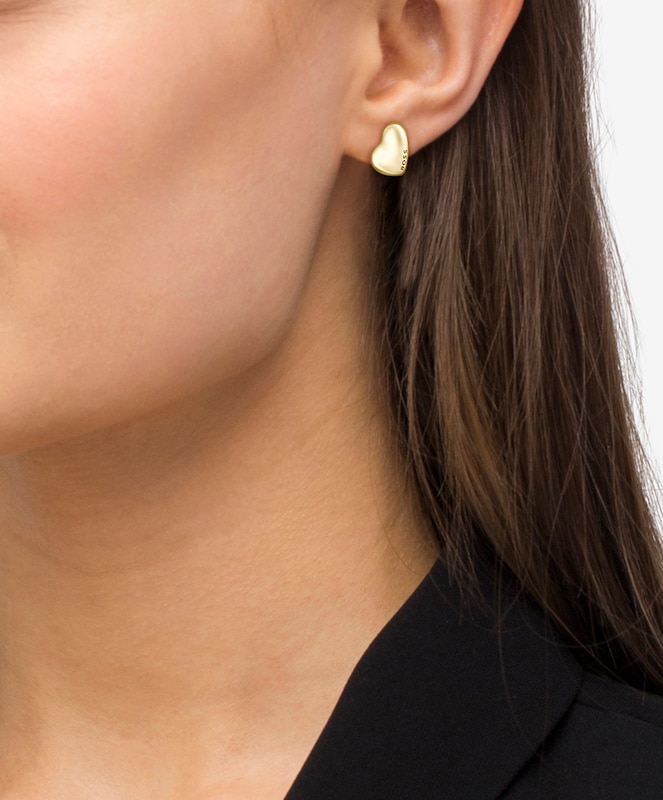 BOSS Honey Ladies' Gold-Tone Heart Shaped Stud Earrings