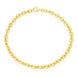 9ct Yellow Gold Puffed Anchor Chain Bracelet