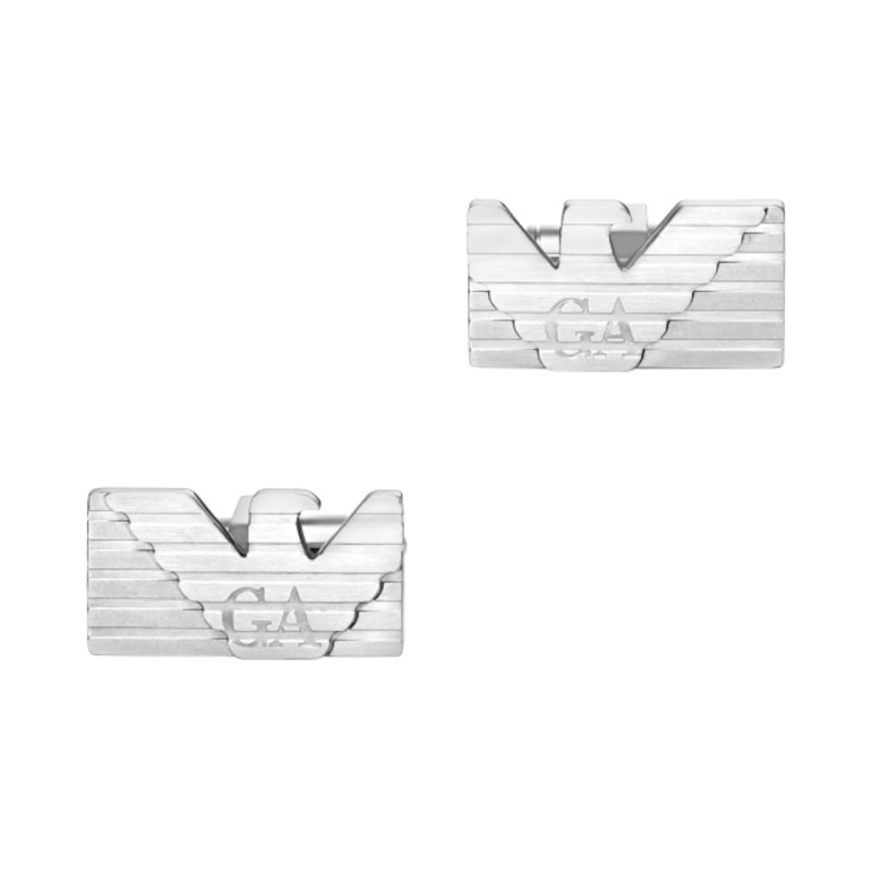 Main Image 1 of Emporio Armani Men's Textured Stainless Steel Logo Cufflinks