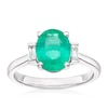 Thumbnail Image 1 of 18ct White Gold Emerald & 0.12ct Diamond Three Stone Ring