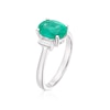 Thumbnail Image 2 of 18ct White Gold Emerald & 0.12ct Diamond Three Stone Ring