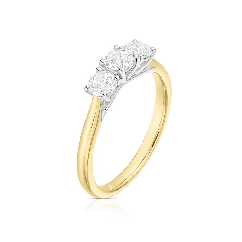 Main Image 2 of 18ct Yellow Gold 0.75ct Diamond Trilogy Round Cut Ring