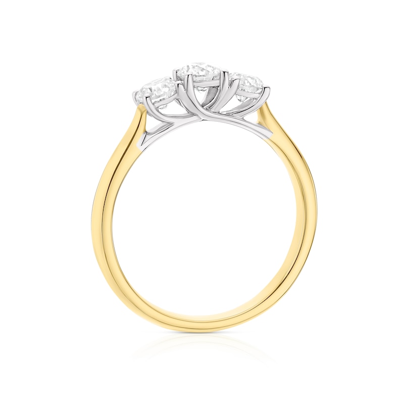 Main Image 3 of 18ct Yellow Gold 0.75ct Diamond Trilogy Round Cut Ring