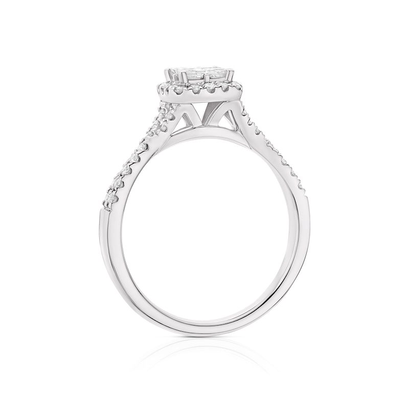 Main Image 3 of 14ct White Gold 0.50ct Diamond Cushion Shaped Cluster Ring