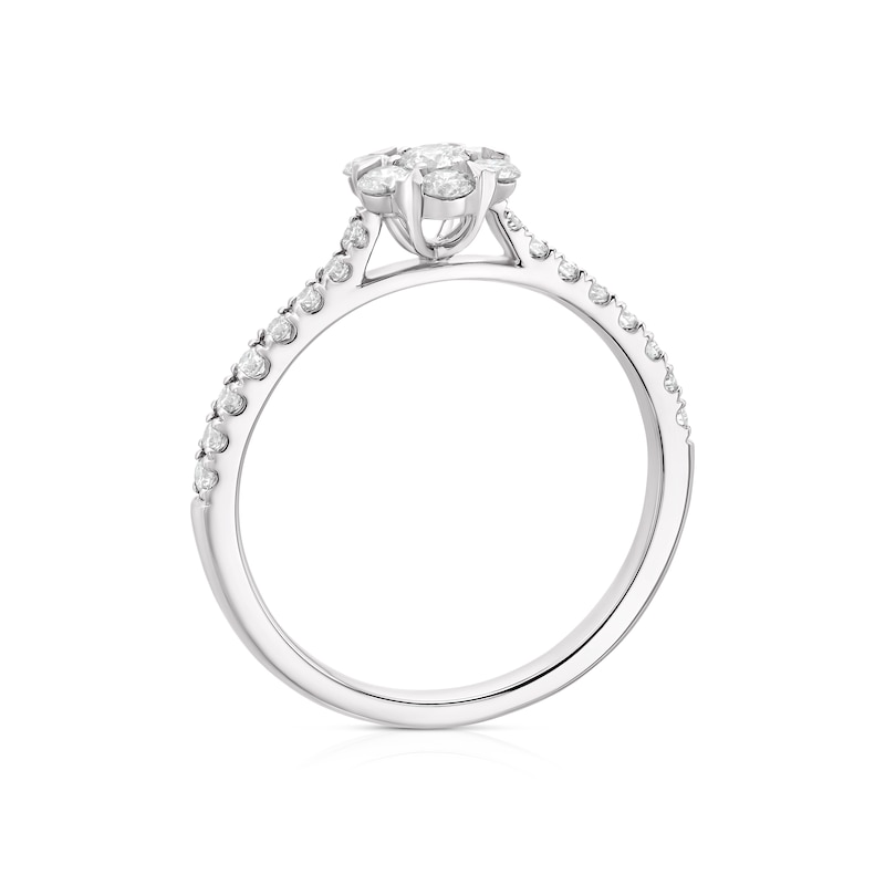 Platinum 0.50ct Diamond Flower Shaped Cluster Ring