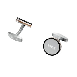 BOSS Men's Silver Tone Brass & Tri Colour Cufflinks