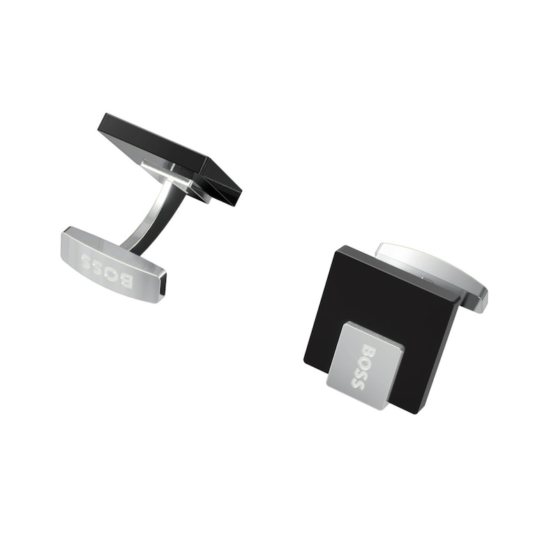 Main Image 1 of BOSS Men's Black Enamel Square Cufflinks