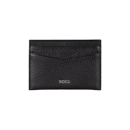 BOSS Textured Black Leather Logo 2CC Card Holder