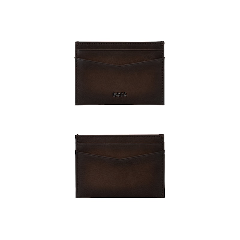 Main Image 1 of BOSS Men's Dark Brown Leather Card Holder