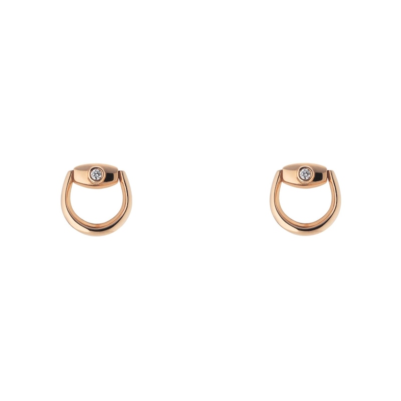 Main Image 1 of Gucci Horsebit 18ct Rose Gold Diamond Stud Earrings