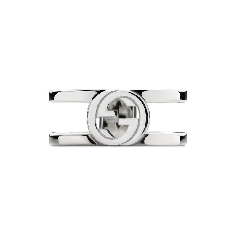 Main Image 2 of Gucci Interlocking Sterling Silver Large Ring (Size P)