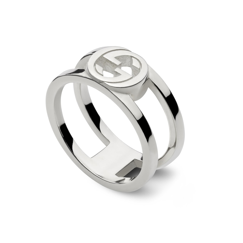 Main Image 1 of Gucci Interlocking Sterling Silver Large Ring (Size Q-R)