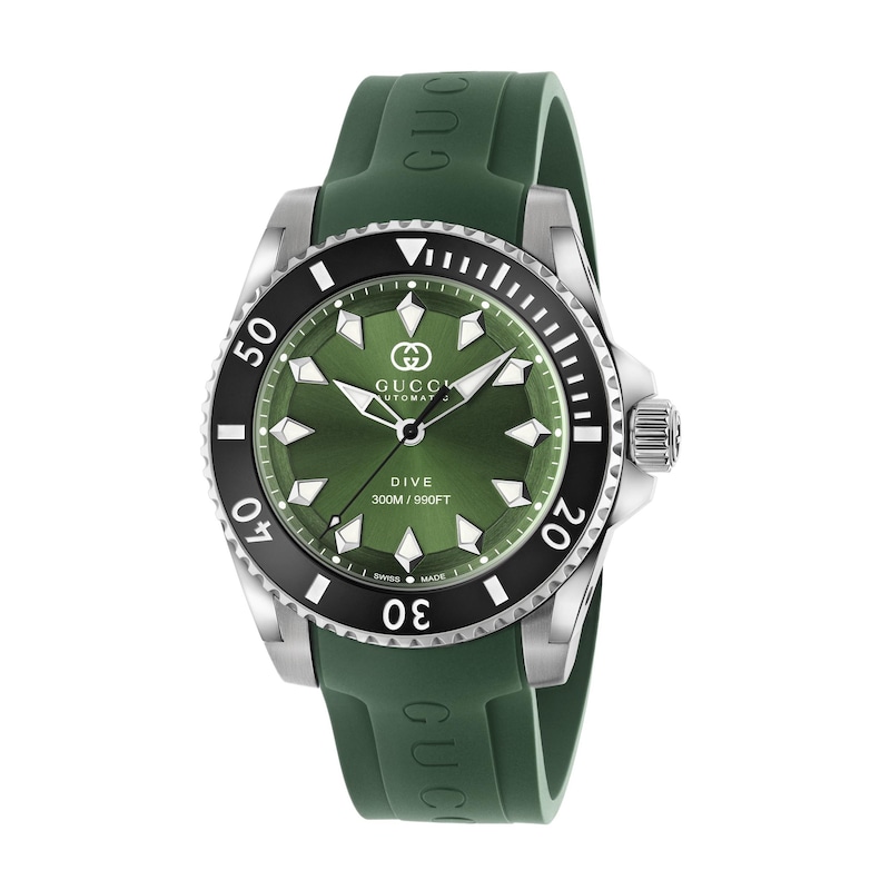 Main Image 1 of Gucci Dive 40mm Green Rubber Strap Watch