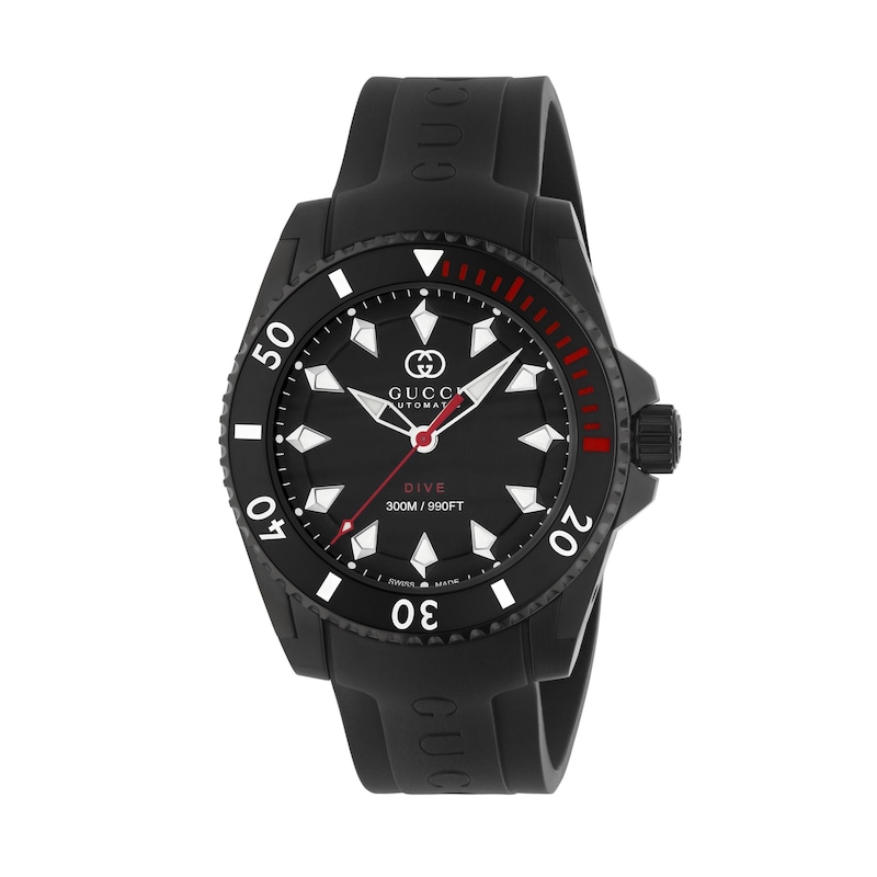 Main Image 1 of Gucci Dive Black 40mm Dial Black Rubber Strap Watch