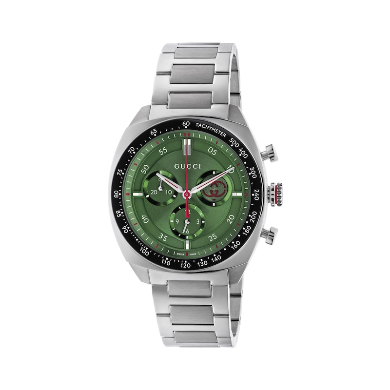 Gucci Interlocking Chronograph Green Dial & Stainless Steel Bracelet Watch