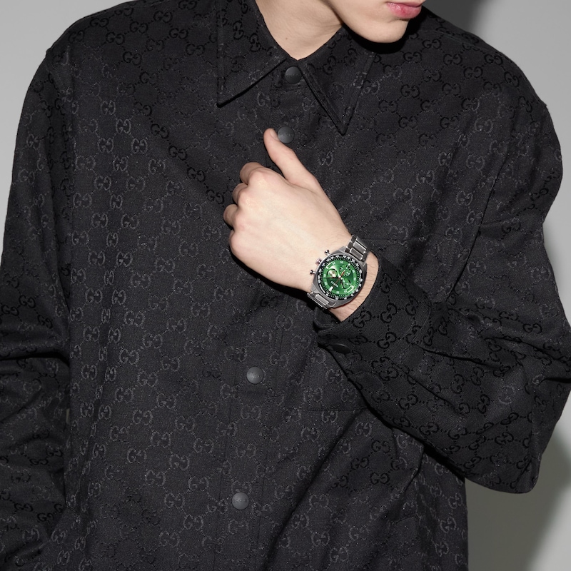 Gucci Interlocking Chronograph Green Dial & Stainless Steel Bracelet Watch