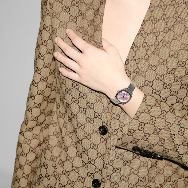 Gucci Interlocking Pink Diamond Dial & Stainless Steel Bracelet Watch