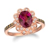 Thumbnail Image 1 of Le Vian 14ct Rose Gold Rhodonite & 0.29ct Diamond Flower Shaped Halo Ring