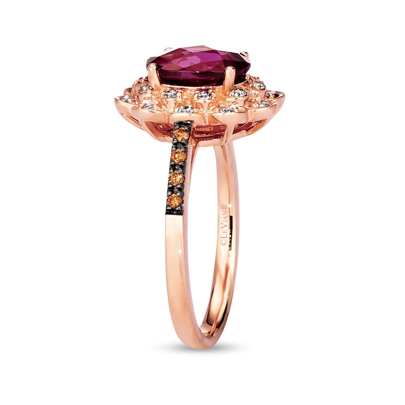 Main Image 3 of Le Vian 14ct Rose Gold Rhodonite & 0.29ct Diamond Flower Shaped Halo Ring