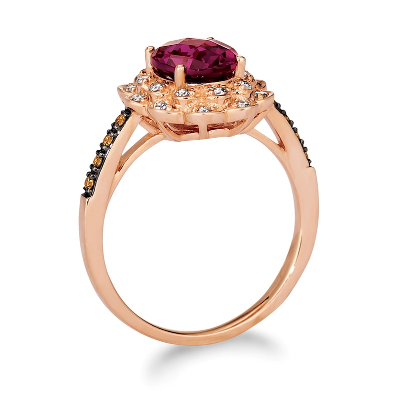 Main Image 4 of Le Vian 14ct Rose Gold Rhodonite & 0.29ct Diamond Flower Shaped Halo Ring