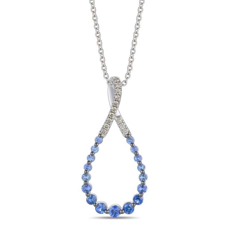 Main Image 1 of Le Vian 14ct White Gold Ombré Sapphire & Diamond Twist Pendant Necklace