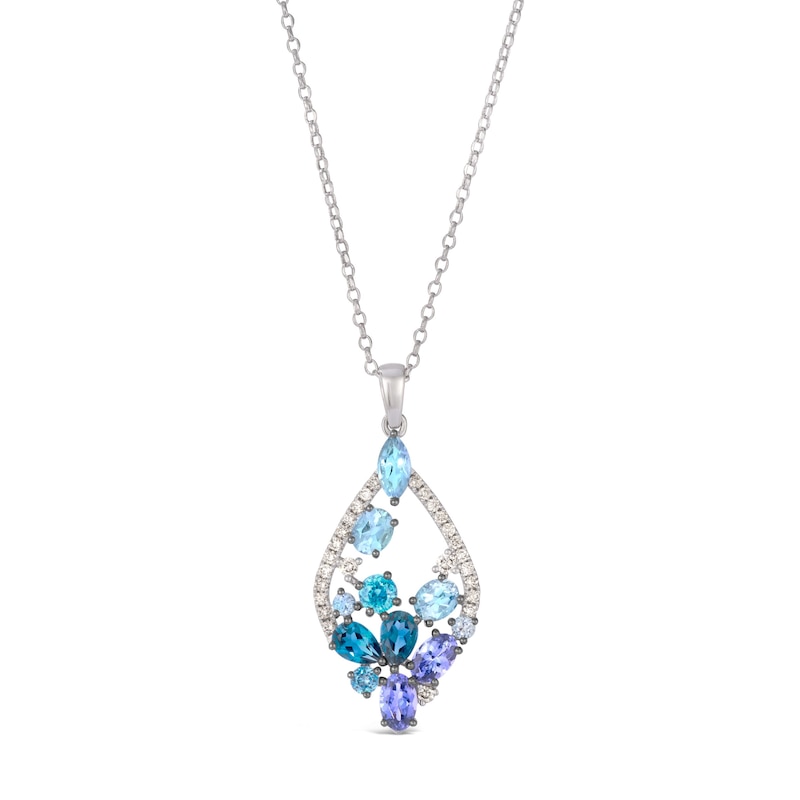 Main Image 1 of Le Vian 14ct White Gold 0.30ct Diamond & Multistone Pendant Necklace