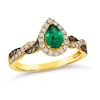 Thumbnail Image 0 of Le Vian 14ct Yellow Gold Emerald & 0.30ct Diamond Pear Shaped Ring
