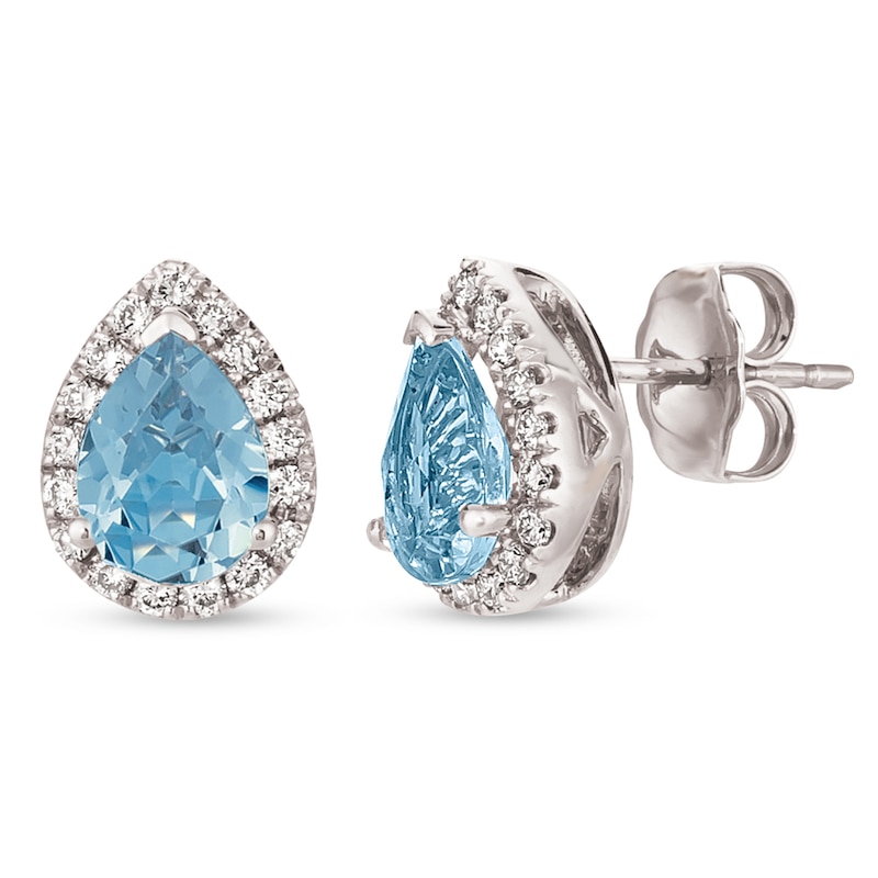 Le Vian 14ct White Gold Sea Blue Aquamarine & 0.25ct Diamond Earrings