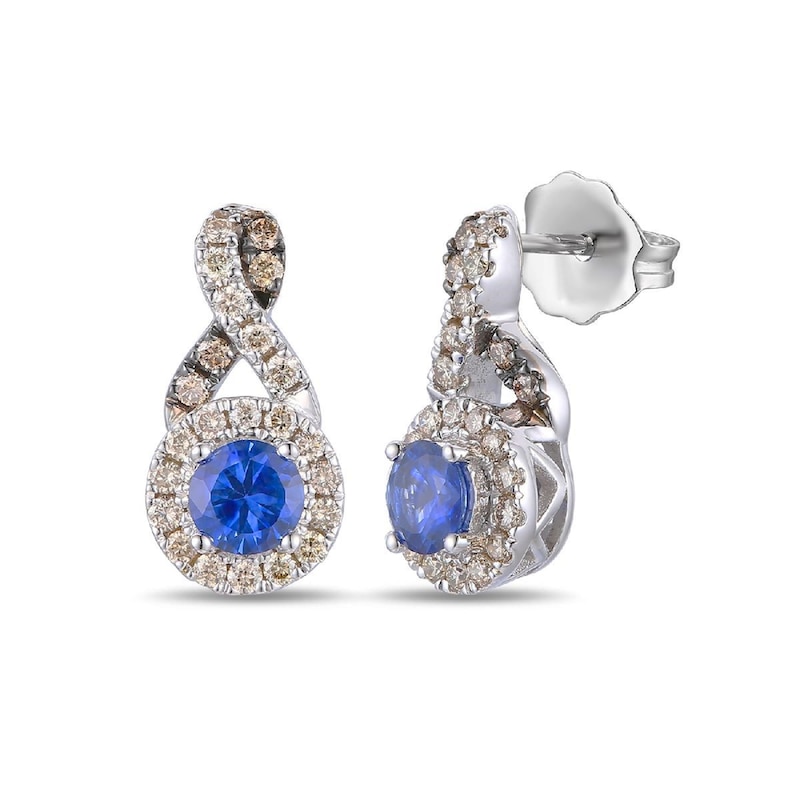 Main Image 1 of Le Vian 14ct White Gold Ceylon Sapphire & 0.25ct Diamond Drop Stud Earrings