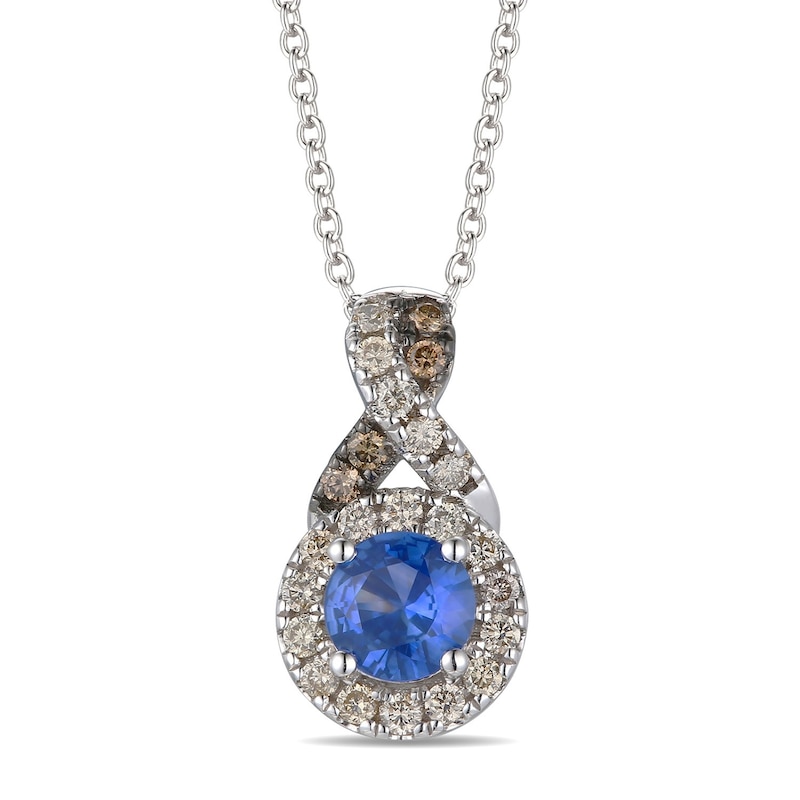 Main Image 1 of Le Vian 14ct White Gold Ceylon Sapphire & 0.15ct Diamond Round Pendant Necklace