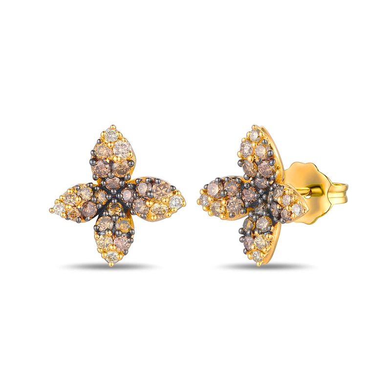 Main Image 1 of Le Vian 14ct Yellow Gold 0.50ct Diamond Flower Shaped Earrings