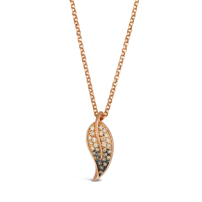 Main Image 1 of Le Vian 14ct Rose Gold 0.20ct Chocolate & Nude Diamond Feather Shaped Pendant