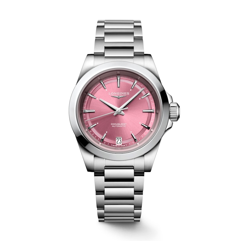 Longines Conquest Men's Pink Dial & Stainless Steel Bracelet Watch