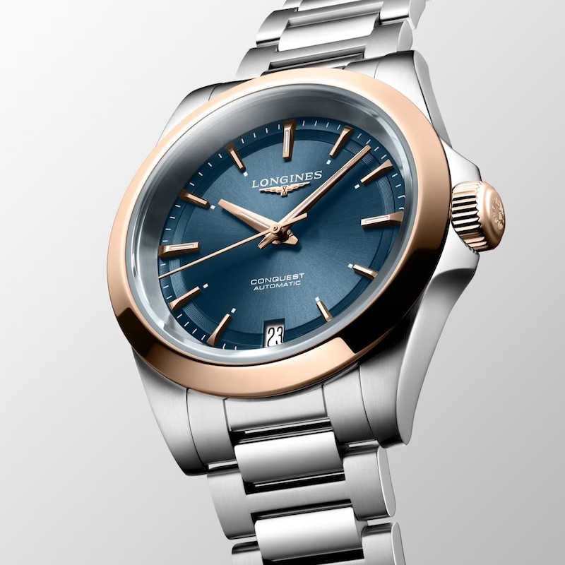 Main Image 4 of Longines Conquest 18ct Rose Gold Blue Dial & Stainless Steel Watch