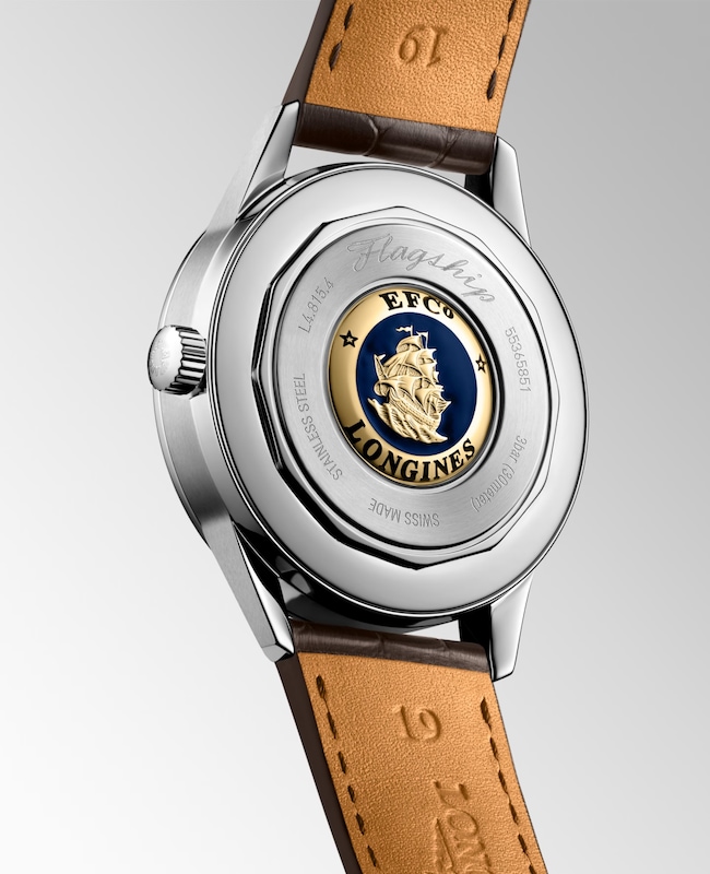 Main Image 2 of Longines Flagship Heritage Moonphase Brown Alligator Leather Strap Watch