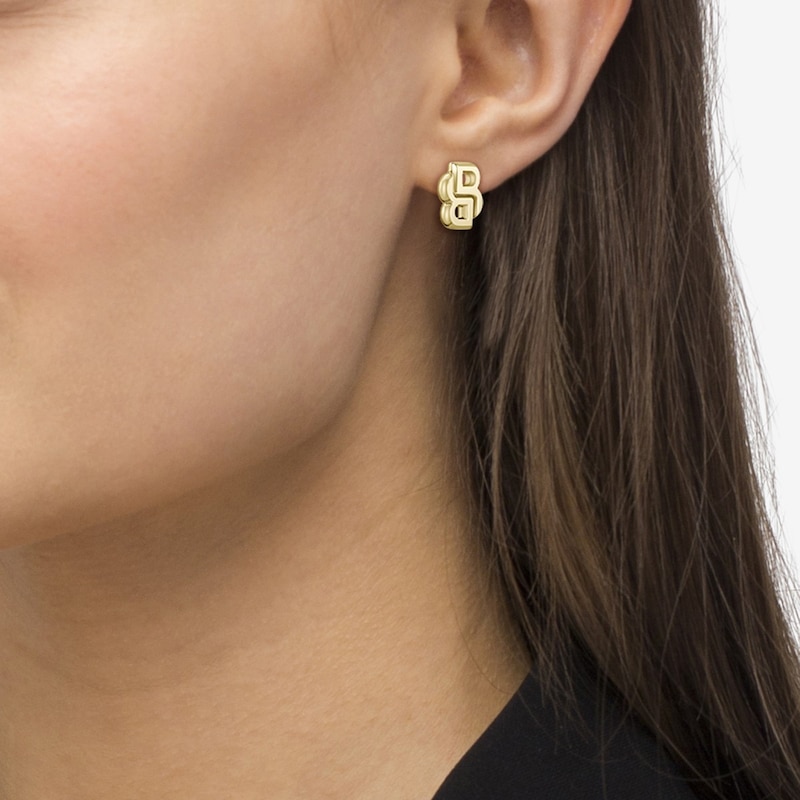 BOSS Ycon Ladies' Gold-Tone Monogram Stud Earrings