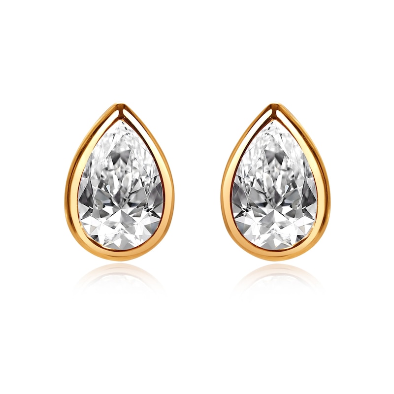 Main Image 1 of CARAT* LONDON Danu Ladies' Yellow Gold Vermeil Pear Shaped Stud Earrings