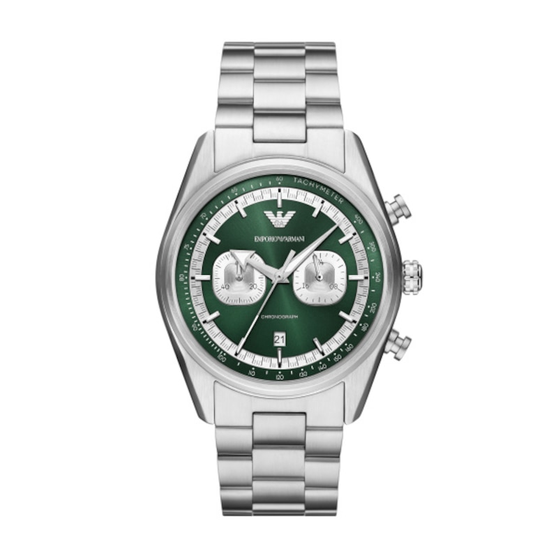 Main Image 1 of Emporio Armani Chronograph Green Dial & Stainless Steel Bracelet Watch