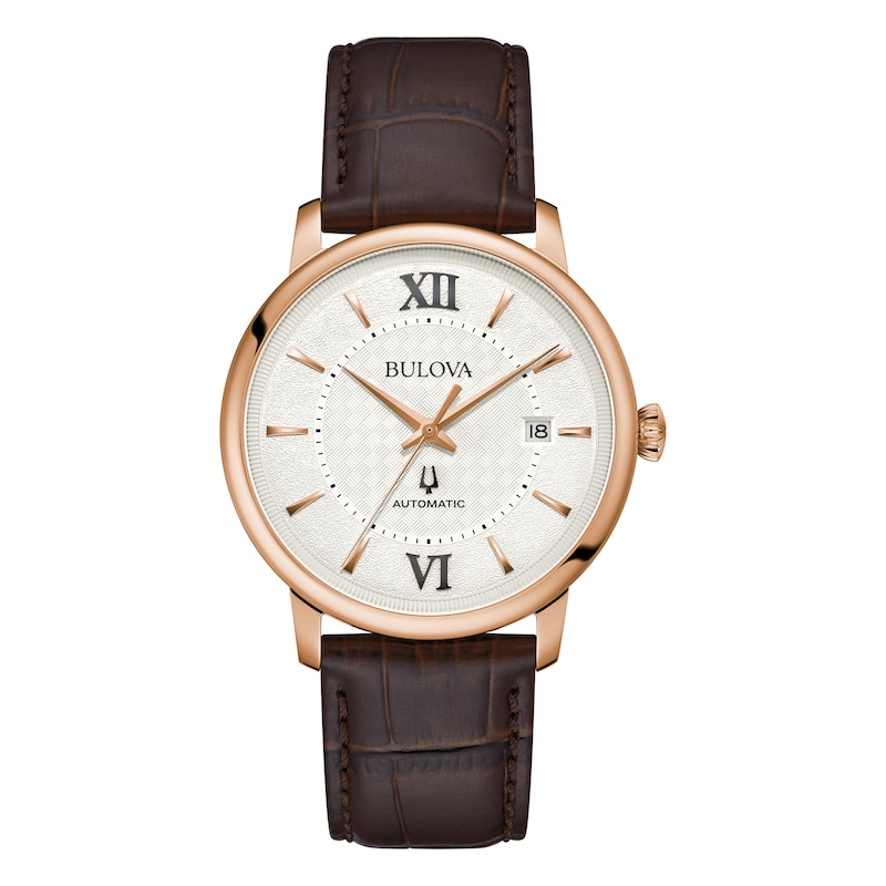 Main Image 1 of Bulova Men's Classic Rose Gold Tone & Leather Watch