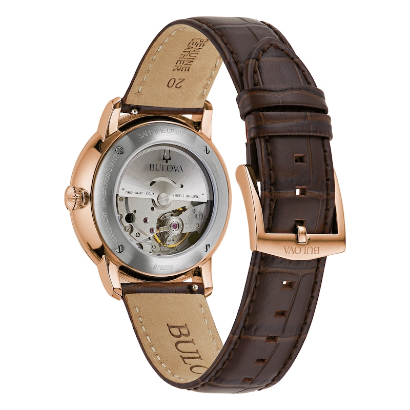 Main Image 3 of Bulova Men's Classic Rose Gold Tone & Leather Watch