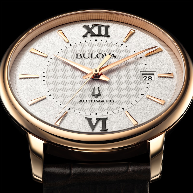 Main Image 4 of Bulova Men's Classic Rose Gold Tone & Leather Watch