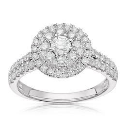 Platinum 1ct Diamond Round Double Halo Ring