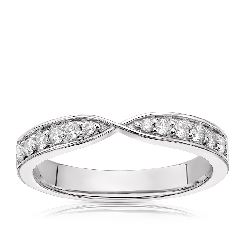 Platinum 0.25ct Diamond Pavé Pinched Half Eternity Ring