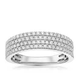 Platinum 0.50ct Diamond Four Row Half Eternity Ring