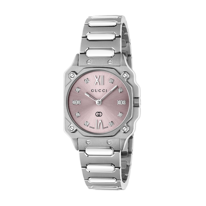 Main Image 1 of Gucci G-Flat 24mm Diamond Stainless Steel Bracelet Watch