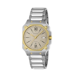 Gucci G-Flat 36mm Two Tone Stainless Steel Bracelet Watch