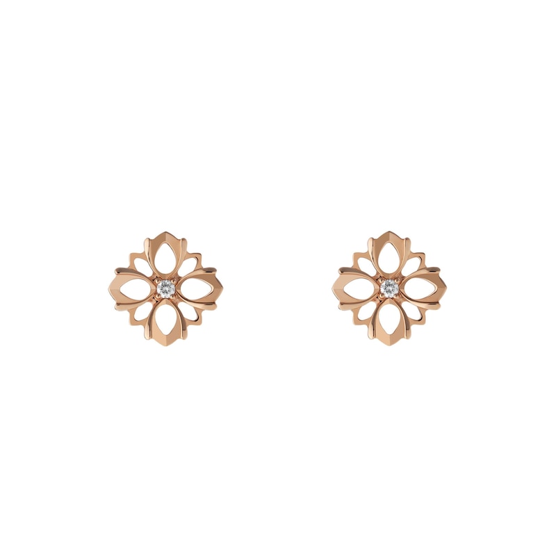 Main Image 1 of Gucci Flora 18ct Rose Gold 0.10ct Diamond Stud Earrings