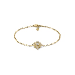 Gucci Flora 18ct Yellow Gold 6.3&quot; 0.16ct Diamond Chain Bracelet