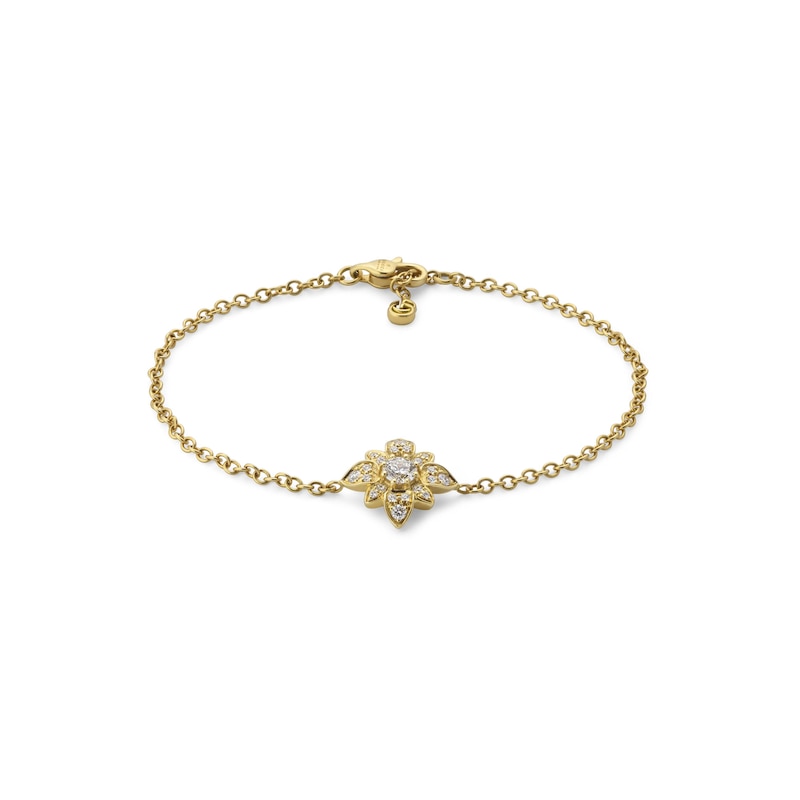 Main Image 1 of Gucci Flora 18ct Yellow Gold 6.7&quot; Diamond Chain Bracelet