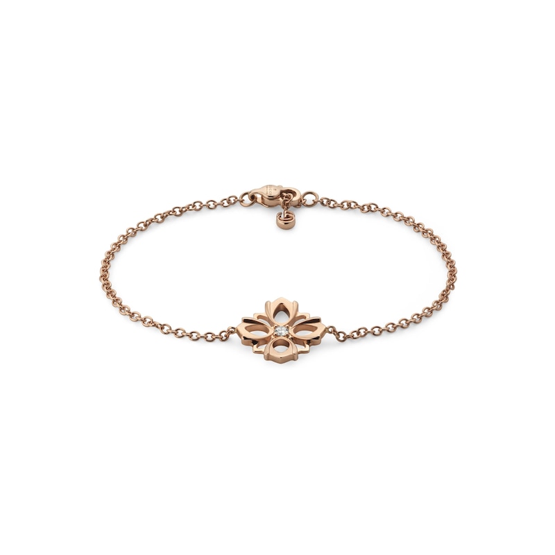 Main Image 1 of Gucci Flora 18ct Rose Gold 6.3&quot; Diamond Chain Bracelet